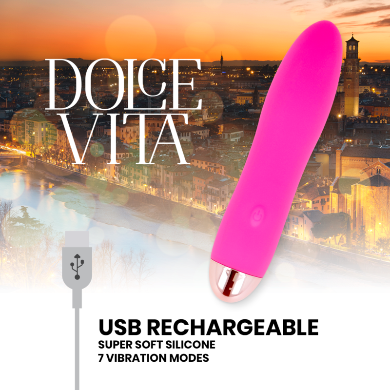 DOLCE VITA - VIBRADOR RECARGABLE FOUR ROSA 7 VELOCIDADES - Kanerotika SL