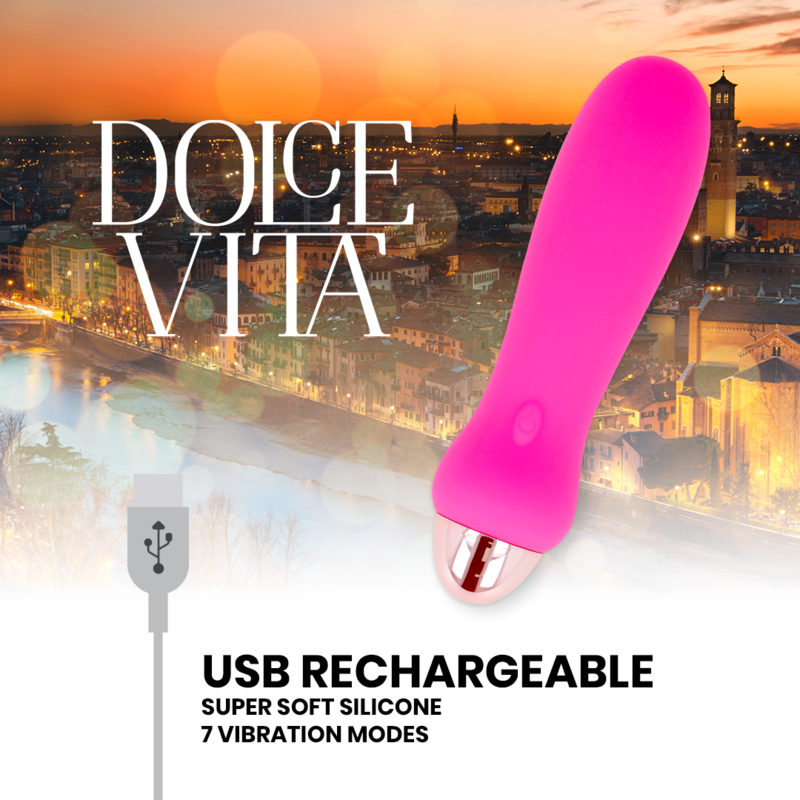 DOLCE VITA - VIBRADOR RECARGABLE FIVE ROSA 7 VELOCIDADES - Kanerotika SL