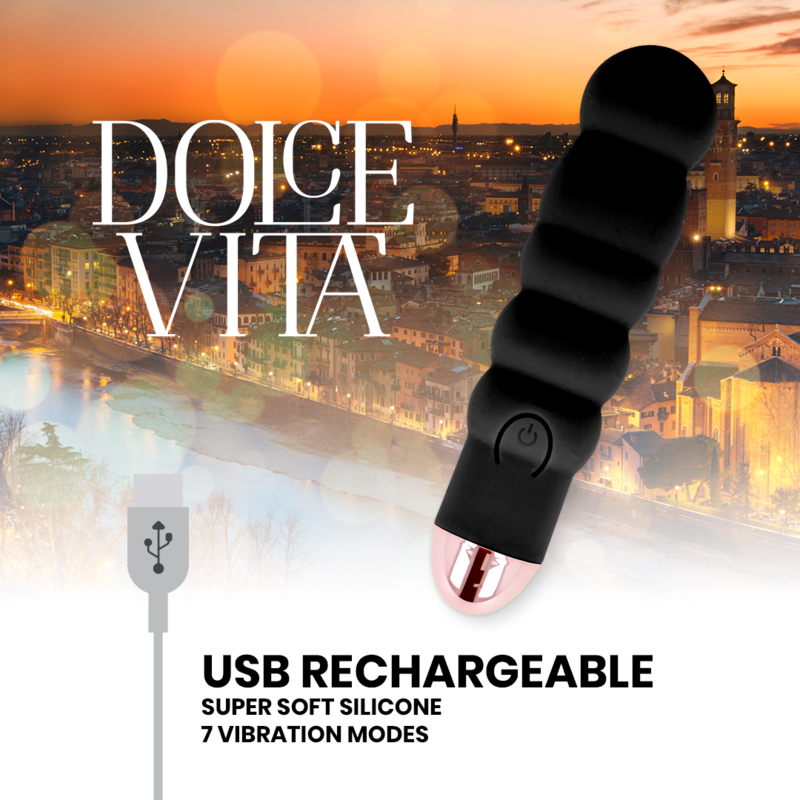 DOLCE VITA - VIBRADOR RECARGABLE SIX NEGRO 7 VELOCIDADES - Kanerotika SL