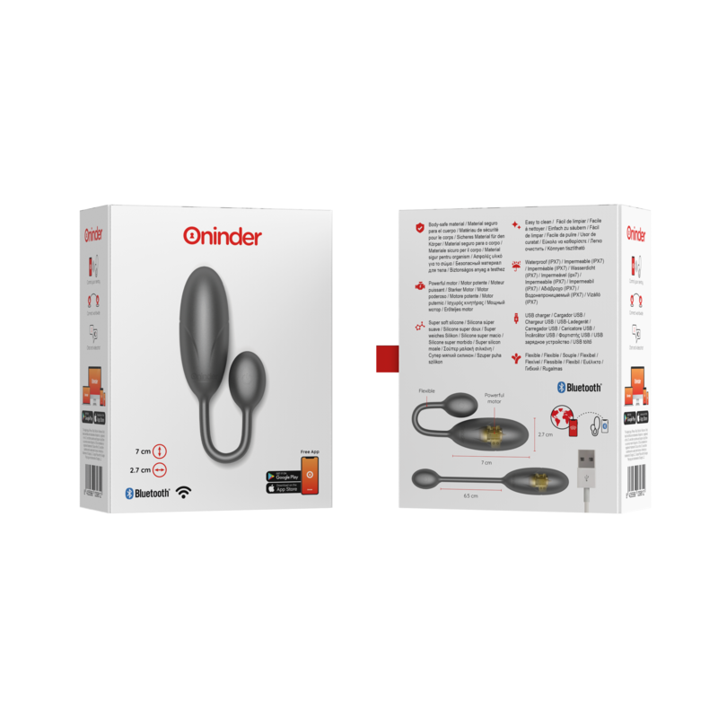 ONINDER - DENVER HUEVO VIBRADOR NEGRO 7 X 2.7 CM - APP GRATUITA - Kanerotika SL