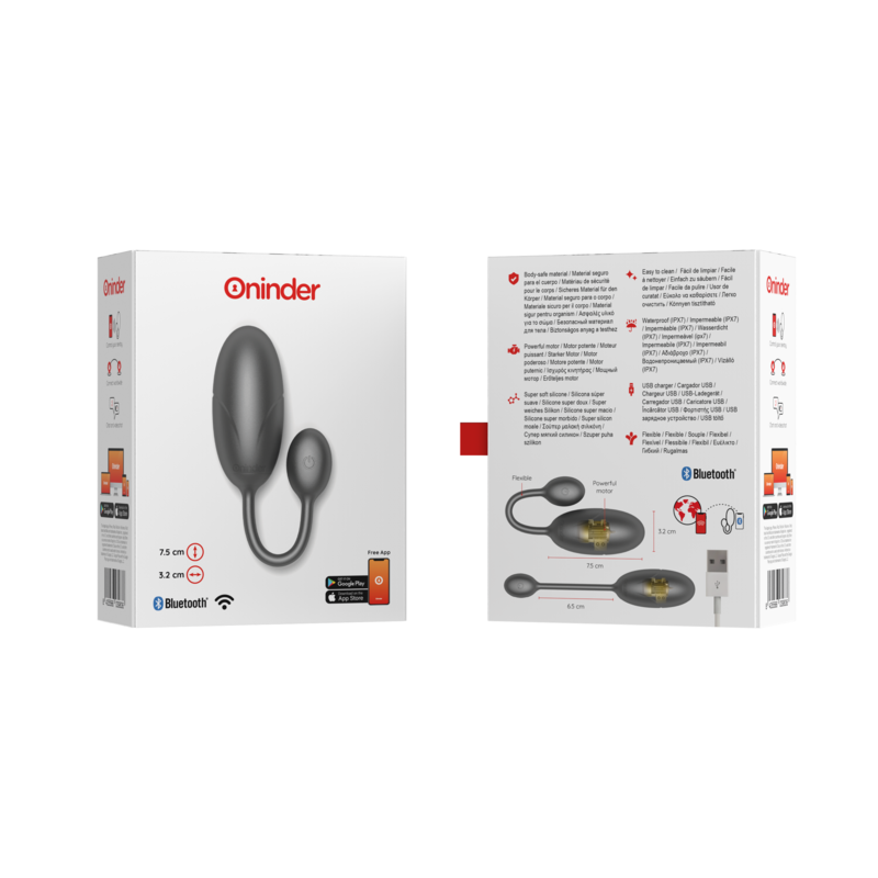 ONINDER - TOKYO HUEVO VIBRADOR NEGRO 7.5 X 3.2 CM - APP GRATUITA - Kanerotika SL