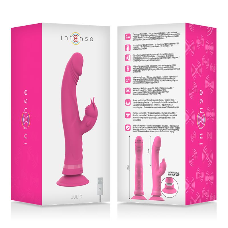 INTENSE - JULIO VIBRADOR RABBIT SILICONA ROSA - Kanerotika SL