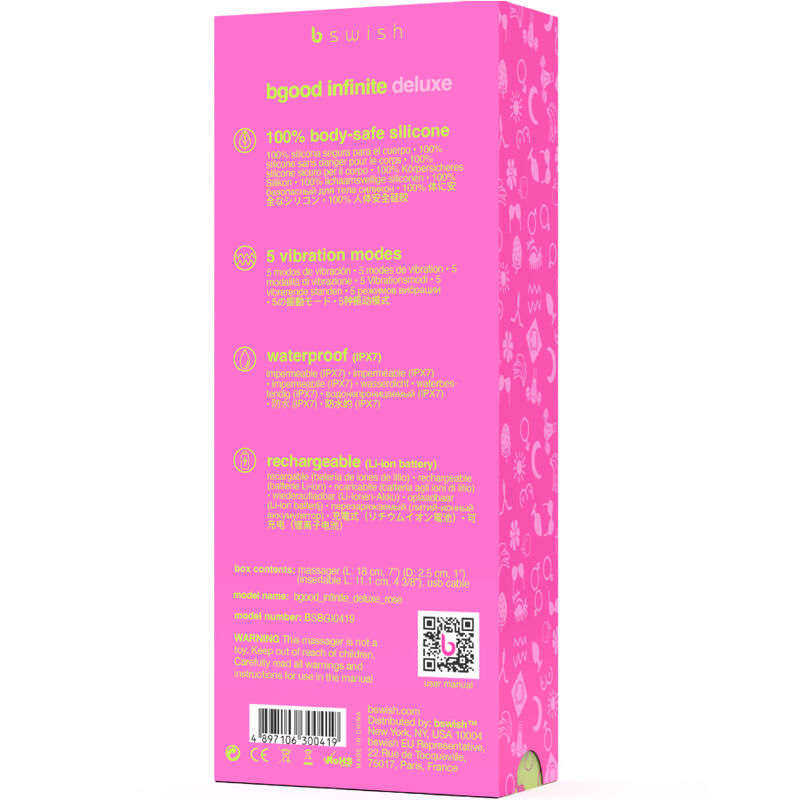 B SWISH - BGOOD INFINITE DELUXE VIBRADOR RECARGABLE SILICONA ROSA - Kanerotika SL