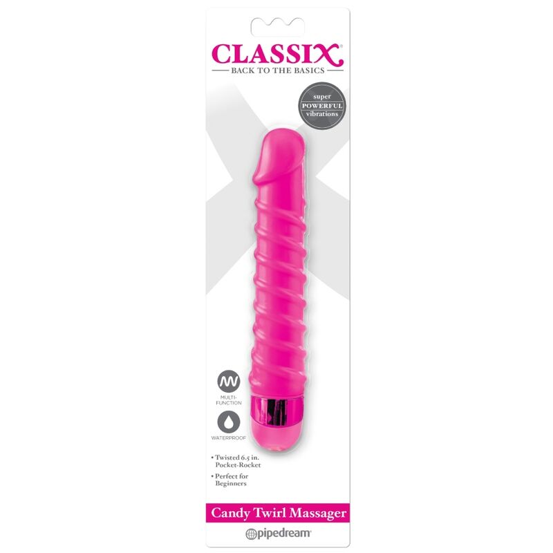 CLASSIX - MASAJEADOR VIBRADOR CANDY TWIRL 16.5 CM ROSA - Kanerotika SL