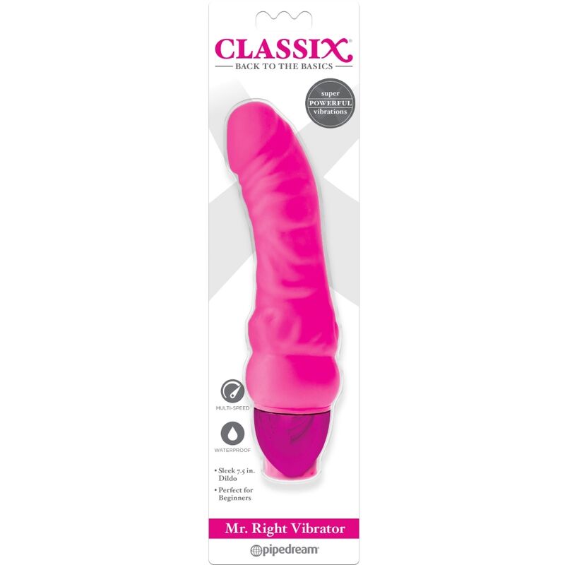 CLASSIX - DILDO VIBRADOR MR. RIGHT MULTIVELOCIDAD 15.5 CM ROSA - Kanerotika SL