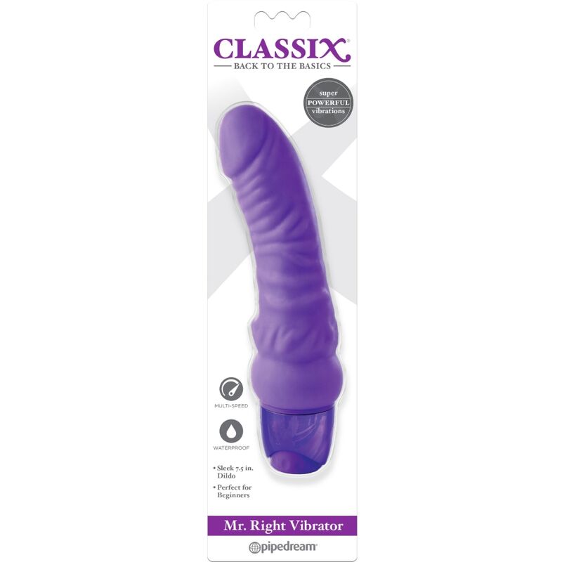 CLASSIX - DILDO VIBRADOR MR. RIGHT MULTIVELOCIDAD 15.5 CM MORADO - Kanerotika SL