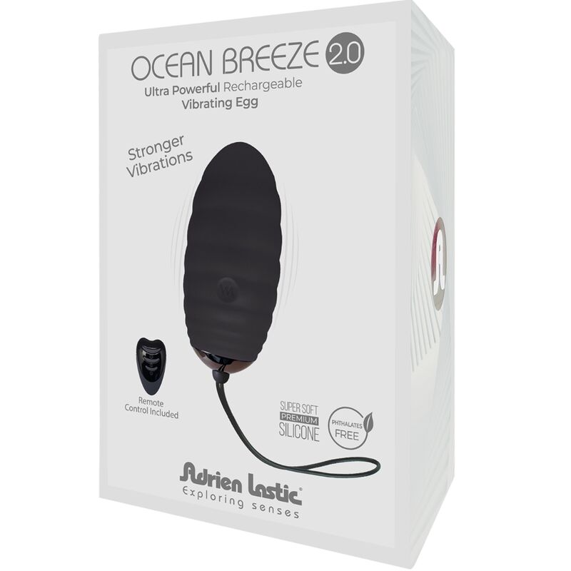 ADRIEN LASTIC - OCEAN BREEZE 2.0 HUEVO VIBRADOR RECARGABLE CONTROL REMOTO NEGRO - Kanerotika SL