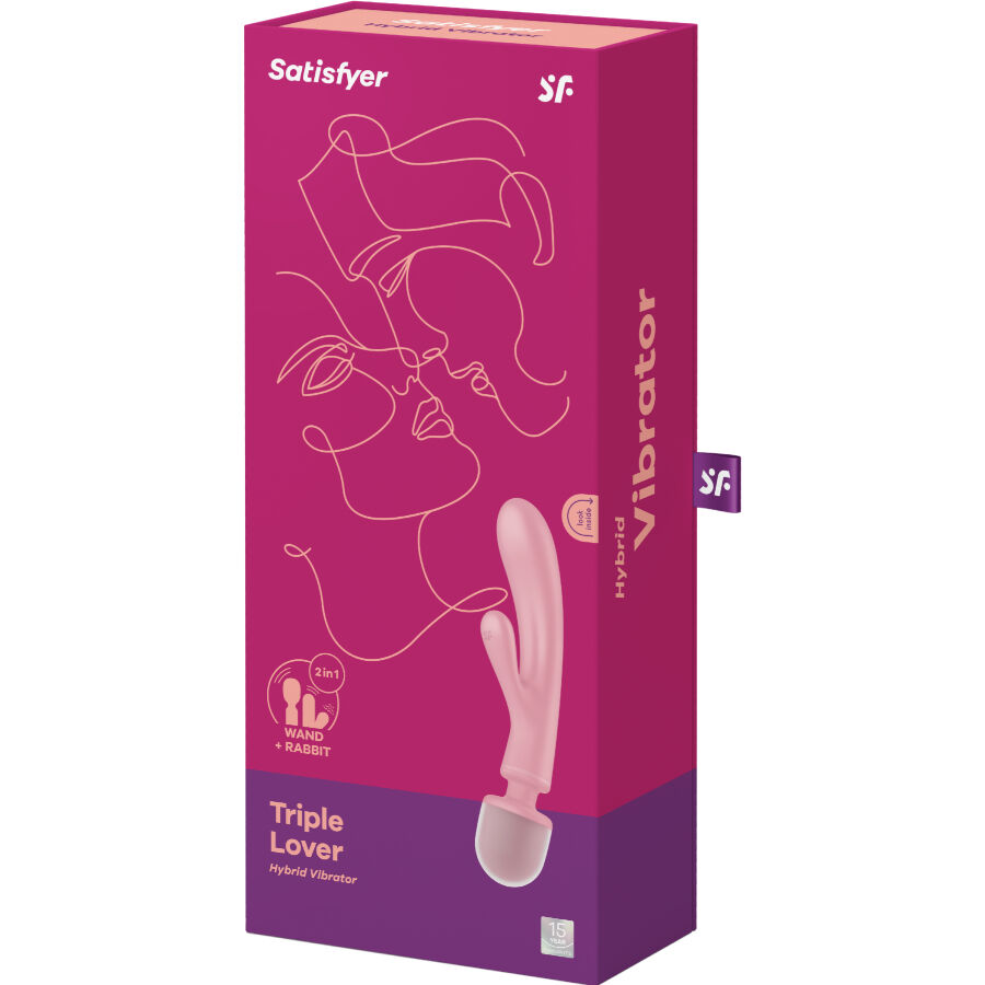 SATISFYER - TRIPLE LOVER MASAJEADOR VIBRADOR RABBIT ROSA - Kanerotika SL