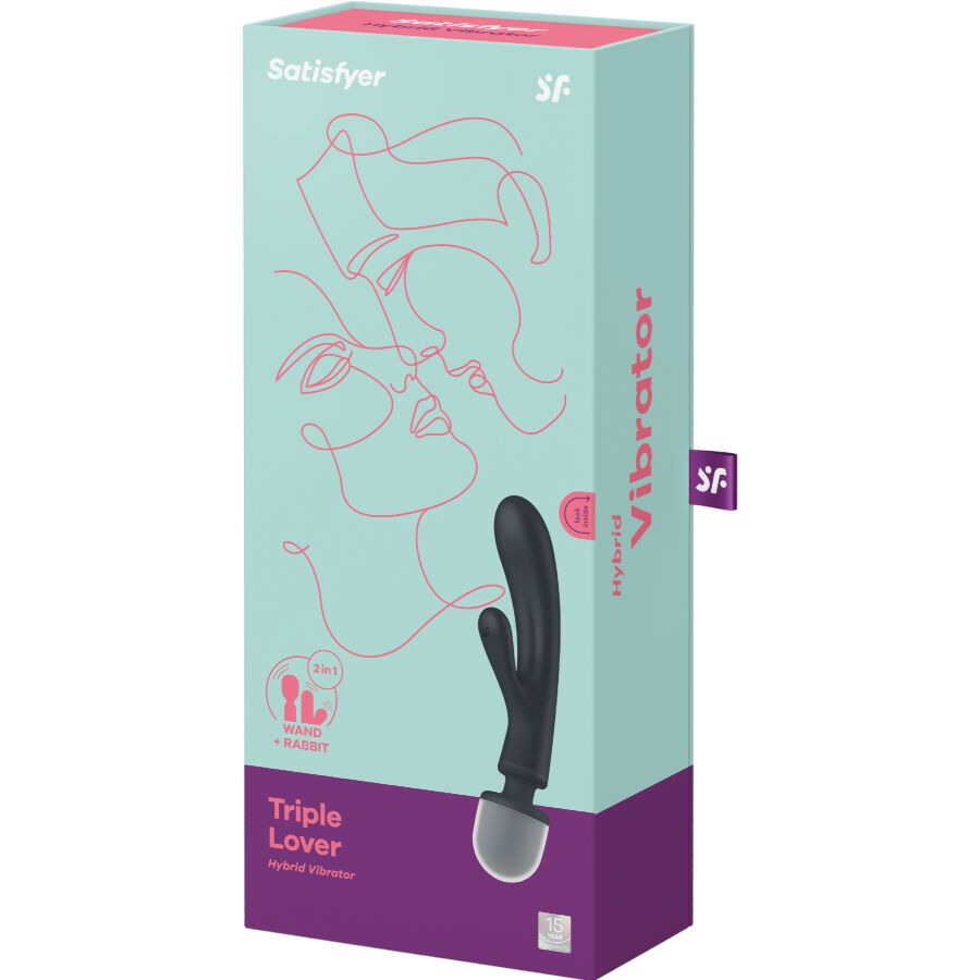 SATISFYER - TRIPLE LOVER MASAJEADOR VIBRADOR RABBIT GRIS - Kanerotika SL