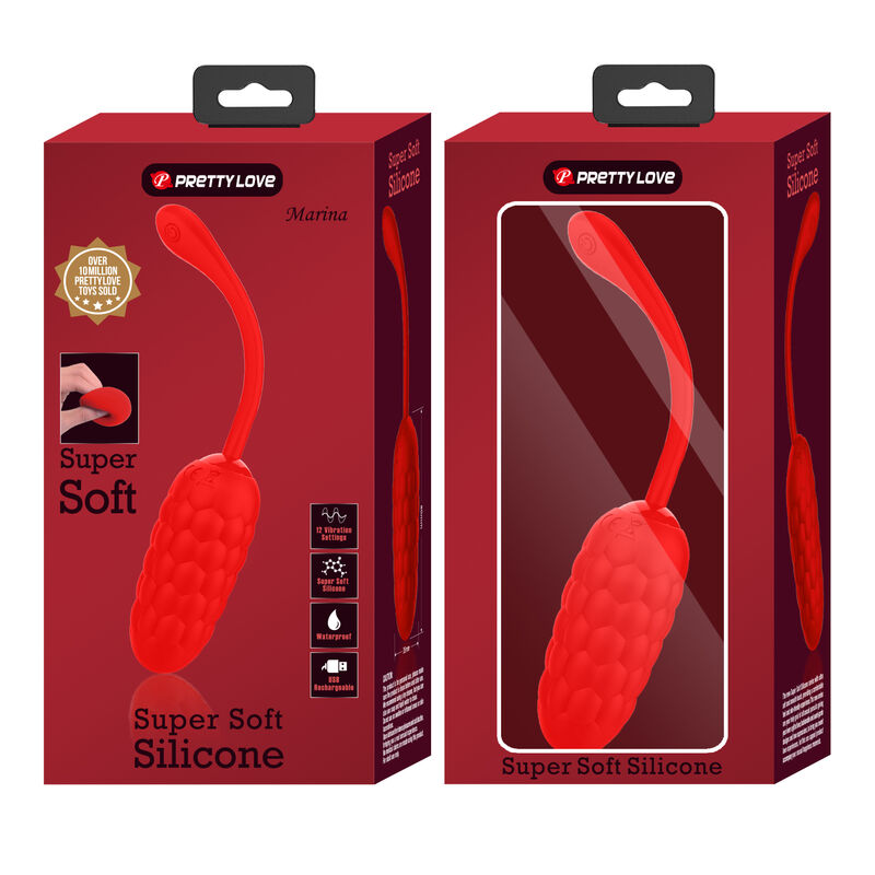 PRETTY LOVE - HUEVO VIBRADOR CON TEXTURA MARINA RECARGABLE ROJO - Kanerotika SL