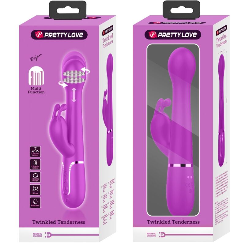 PRETTY LOVE - DEJON VIBRADOR RABBIT 3 EN 1 MULTIFUNCIÓN VIOLETA - Kanerotika SL