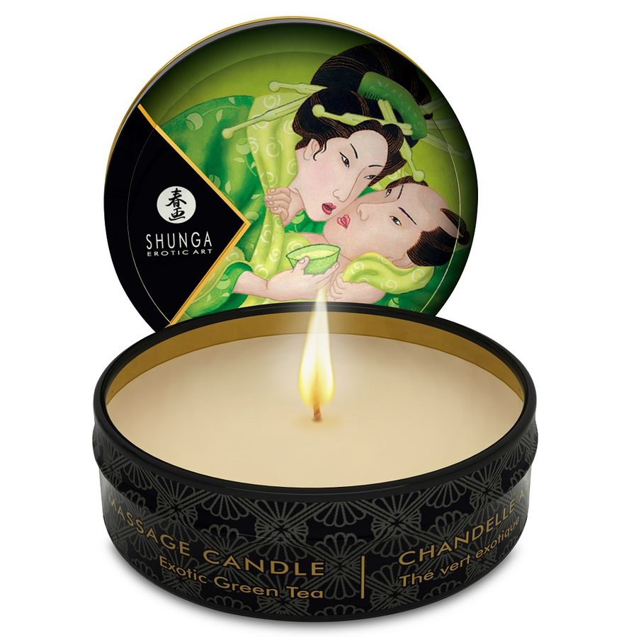 SHUNGA - MINI CARESS BY CANDELIGHT VELA MASAJE TÉ VERDE 30 ML - Kanerotika SL