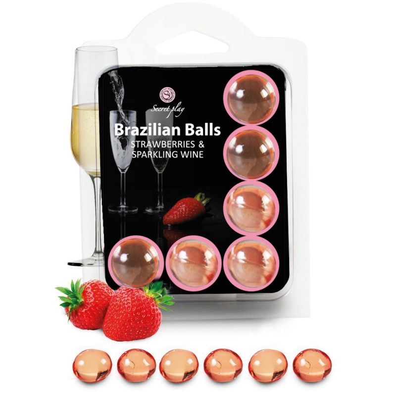 SECRETPLAY - SET 6 BRAZILIANS BALLS FRESAS CON CAVA - Kanerotika SL