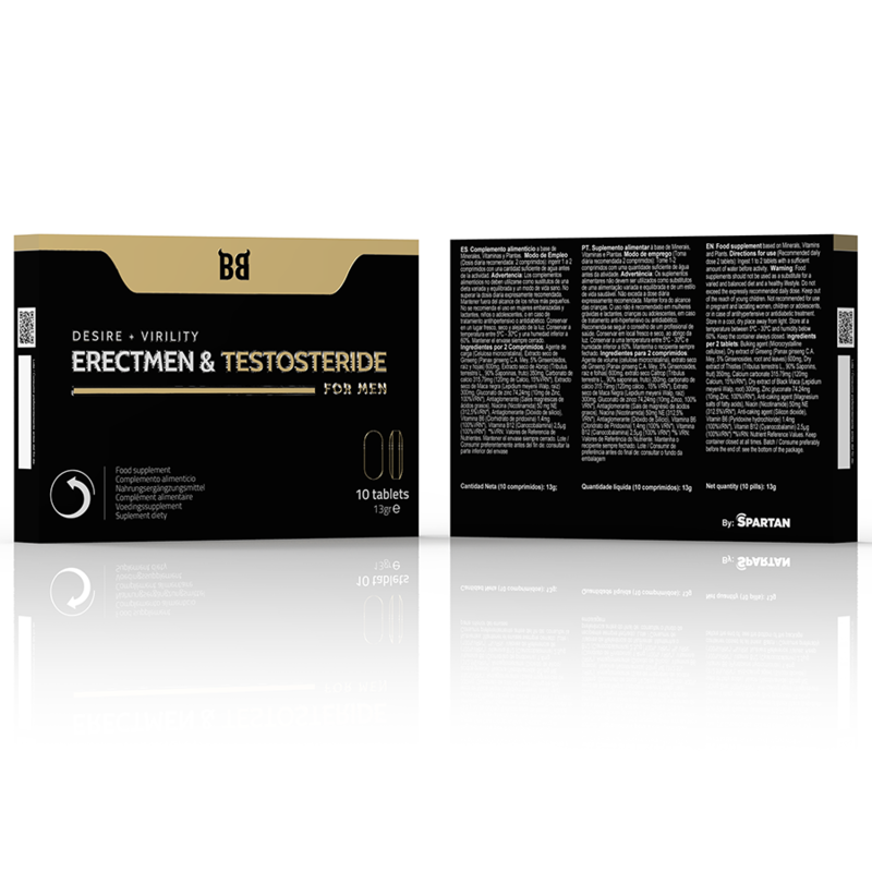 BLACK BULL - ERECTMEN & TESTOSTERIDE POTENCIA Y TESTOSTERONA PARA HOMBRE 10 CÁPSULAS - Kanerotika SL