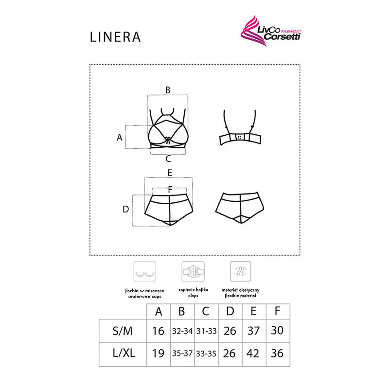 LIVCO CORSETTI FASHION - LINERA FOR THE SENSES COLLECTION SUJETADOR + PANTY NEGRO L/XL - Kanerotika SL