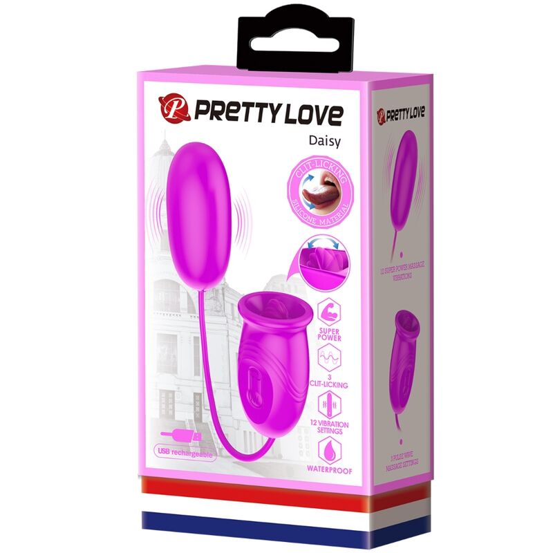 PRETTY LOVE - DAISY HUEVO DUAL VIBRADOR RECARGABLE MORADO - Kanerotika SL