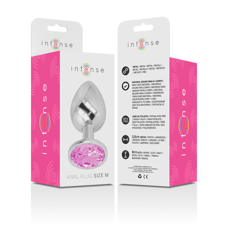 INTENSE - PLUG ANAL METAL ALUMINIO CON CRISTAL ROSA TALLA M - Kanerotika SL