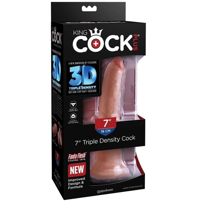 KING COCK - PLUS DILDO 3D TRIPLE DENSIDAD 18 CM - Kanerotika SL