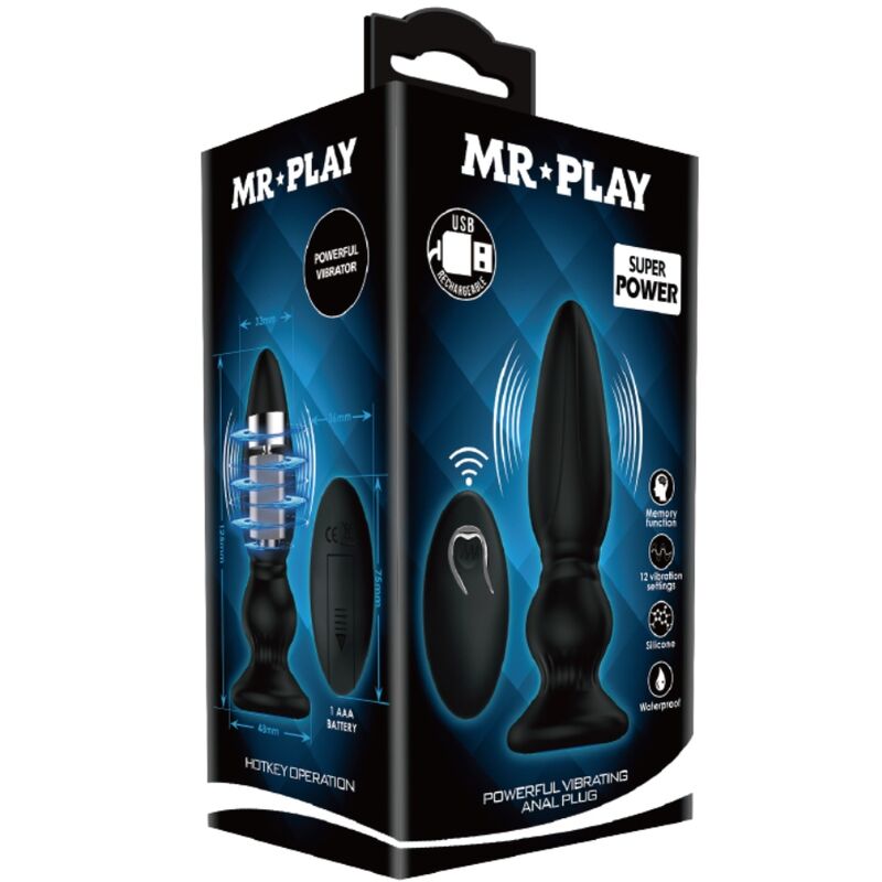 MR PLAY - VIBRADOR POTENTE CONTROL REMOTO ANAL PLUG NEGRO - Kanerotika SL