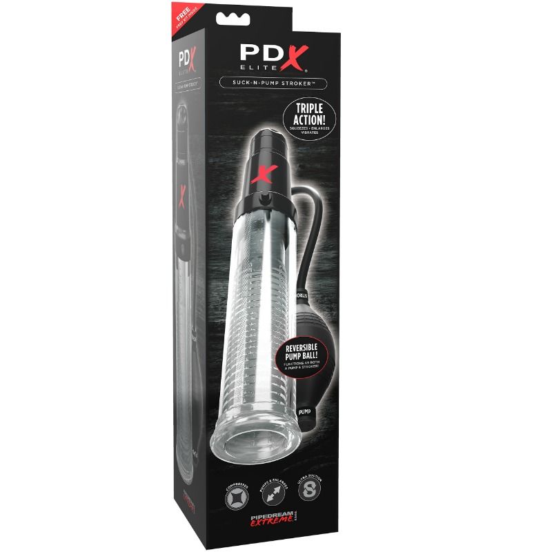 PDX ELITE - BOMBA DE SUCCION MASTURBADORA CON VIBRACION SUCK N PUMP STROKER - Kanerotika SL