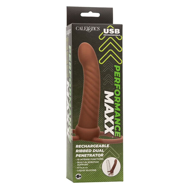 CALEXOTICS - MAXX DOBLE PENETRADOR ACANALADO 10 VIBRACIONES MULATO - Kanerotika SL