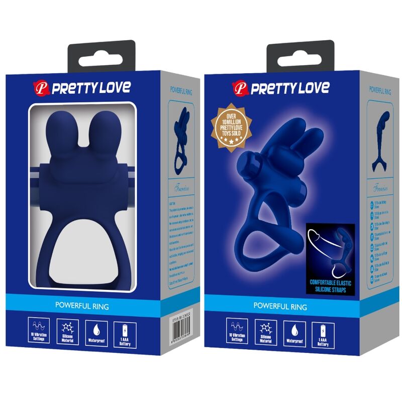 PRETTY LOVE - FRANCISCO DOBLE ANILLO VIBRADOR RABBIT AZUL - Kanerotika SL