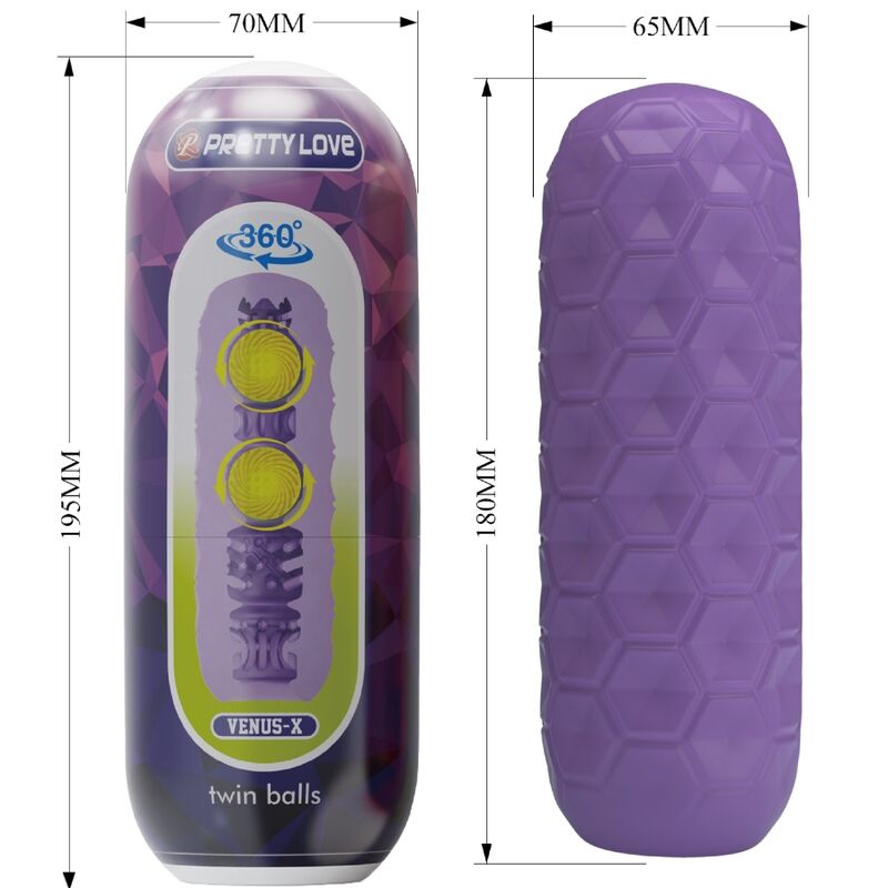 PRETTY LOVE - TWIN BALLS MASTURBADOR MASCULINO MORADO - Kanerotika SL