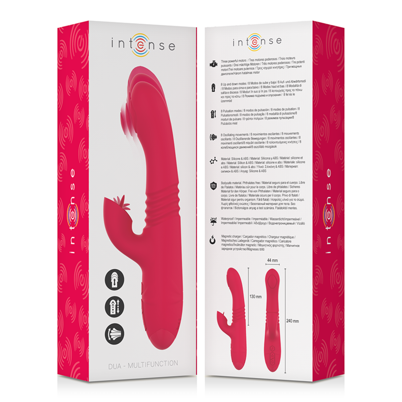 INTENSE - DUA VIBRADOR MULTIFUNCIÓN RECARGABLE UP & DOWN CON LENGUA ROJO - Kanerotika SL