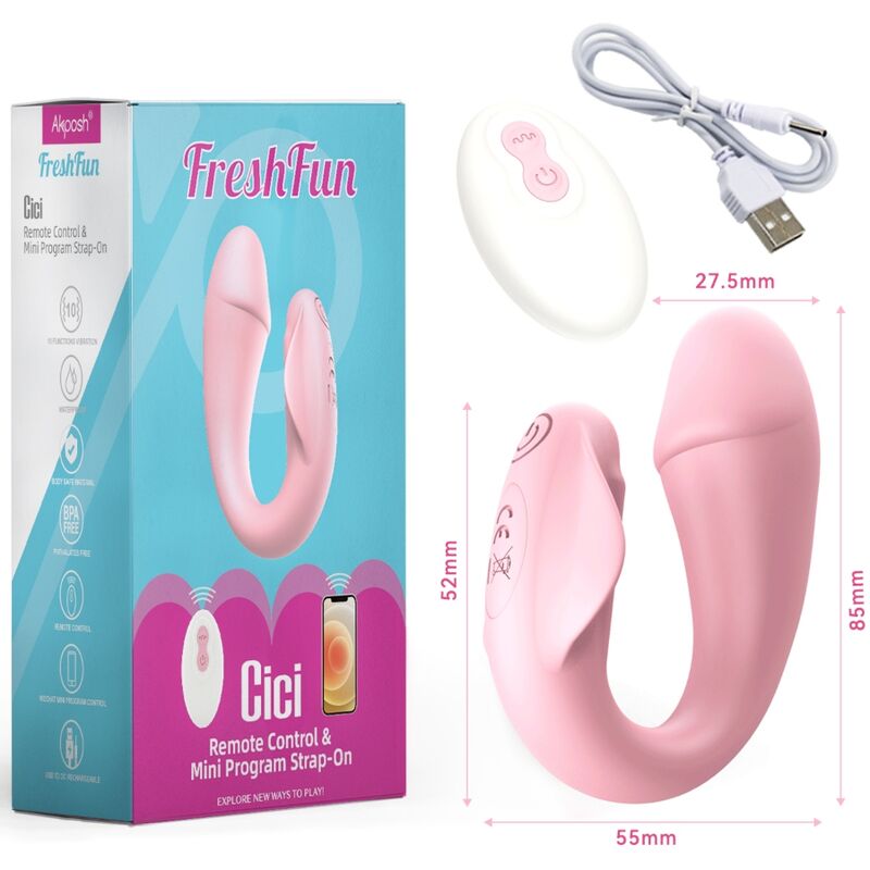 ARMONY - FRESHFUN CICI VIBRADOR STRAP-ON CONTROL REMOTO Y APP 10 VIBRACIONES ROSA - Kanerotika SL