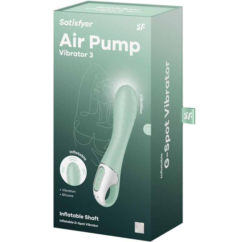 SATISFYER - AIR PUMP VIBRADOR 3 INFLABLE PUNTO G MENTA - Kanerotika SL