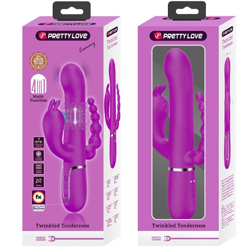 PRETTY LOVE - CAMMY TRIPLE VIBRADOR MULTIFUNCIÓN 4 EN 1 ROSA - Kanerotika SL