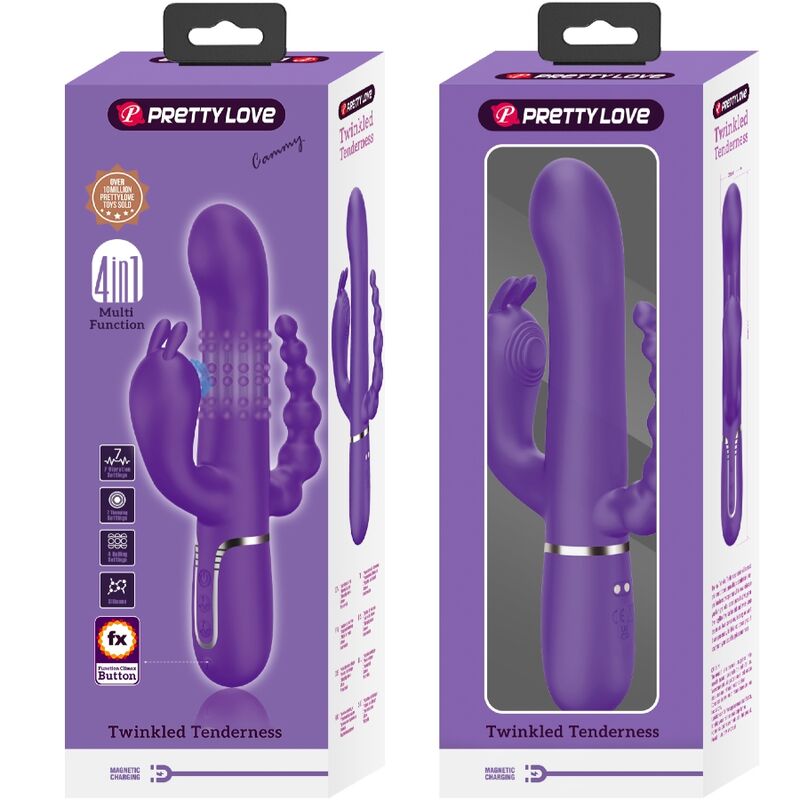 PRETTY LOVE - CAMMY TRIPLE VIBRADOR MULTIFUNCIÓN 4 EN 1 MORADO - Kanerotika SL