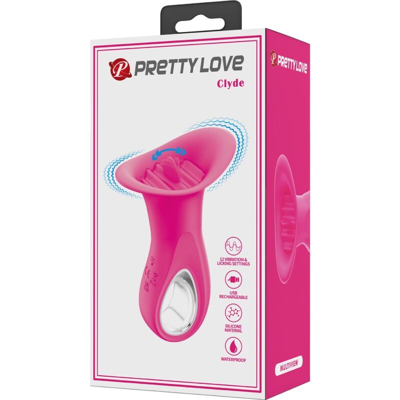 PRETTY LOVE - CLYDE VIBRADOR ORAL LENGUA VIBRADORA 12 VIBRACIONES ROSA - Kanerotika SL