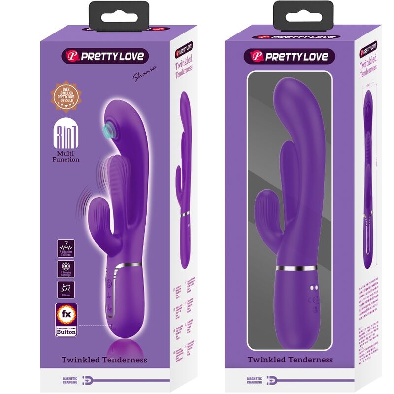 PRETTY LOVE - SHANIA TRIPLE VIBRADOR RABBIT MULTIFUNCIÓN MORADO - Kanerotika SL