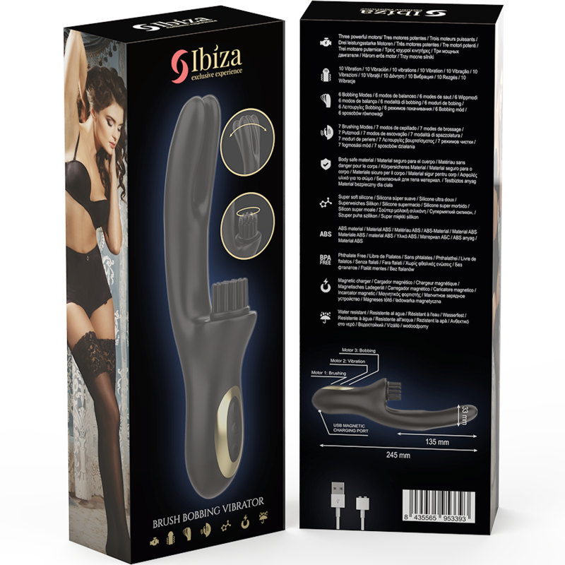 IBIZA - VIBRADOR HI-TECH RABITT BRUSHING MULTI CELDAS CLITORIALES Y DOBLE WAVE - Kanerotika SL