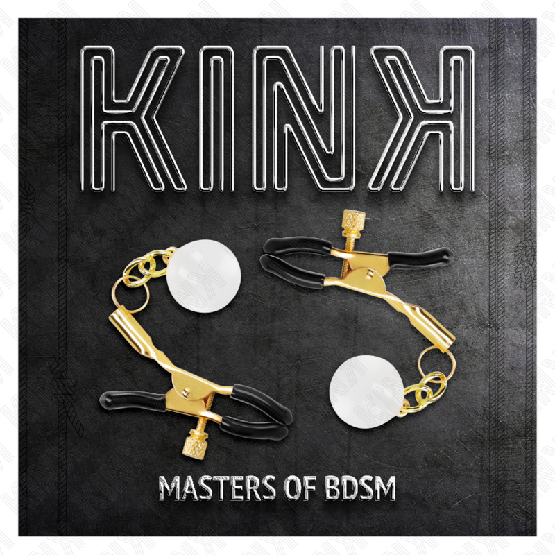 KINK - PINZAS PARA PEZONES DORADAS CON COLGANTE DE VIDRIO 6 CM - Kanerotika SL