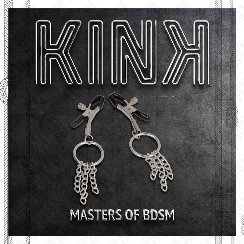 KINK - PINZAS PARA PEZONES CON ARO Y PEQUEÑAS CADENAS PLATEADO 6 CM - Kanerotika SL