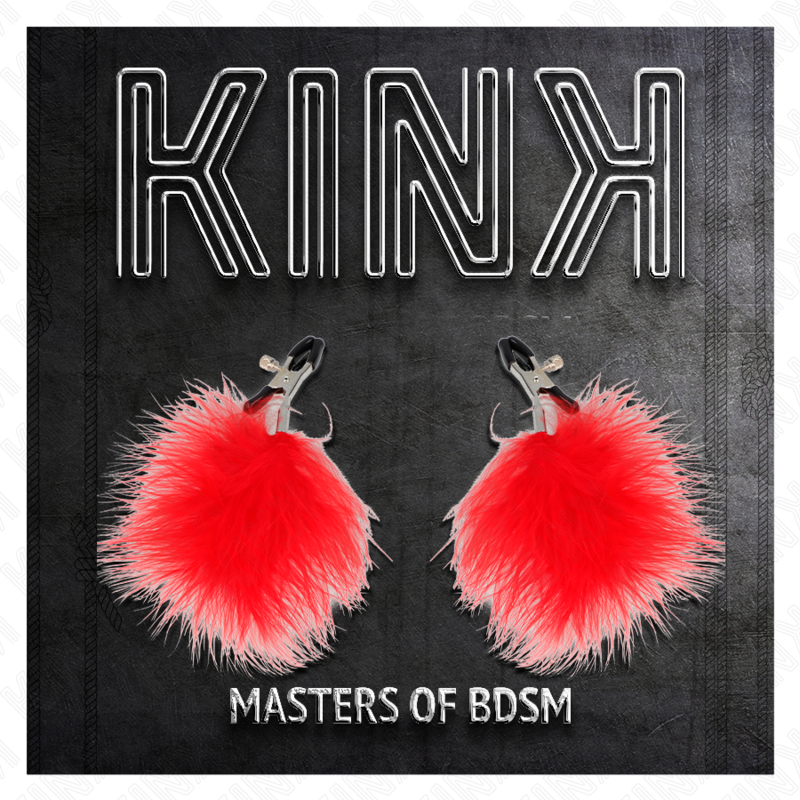 KINK - PINZAS PARA PEZONES CON PLUMA ROJO 7 CM - Kanerotika SL